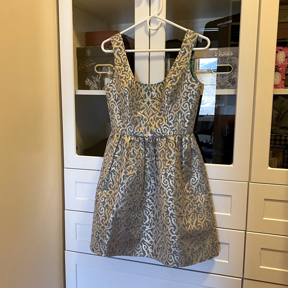 Aidan Mattox Gold and Blue Dress